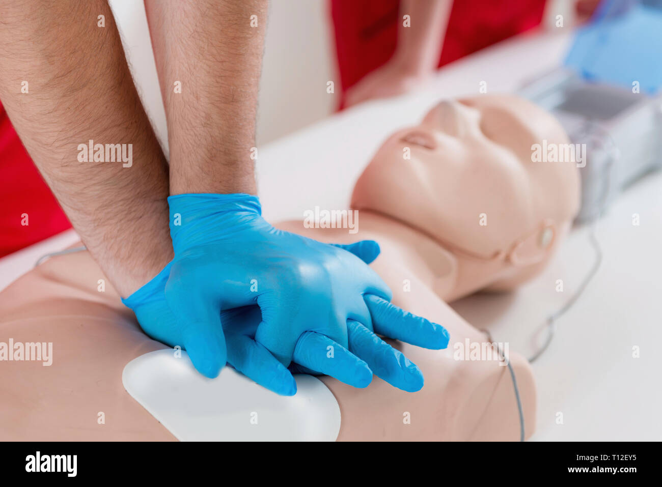 First Aid Training. Cardiopulmonary resuscitation. First aid course. Stock Photo