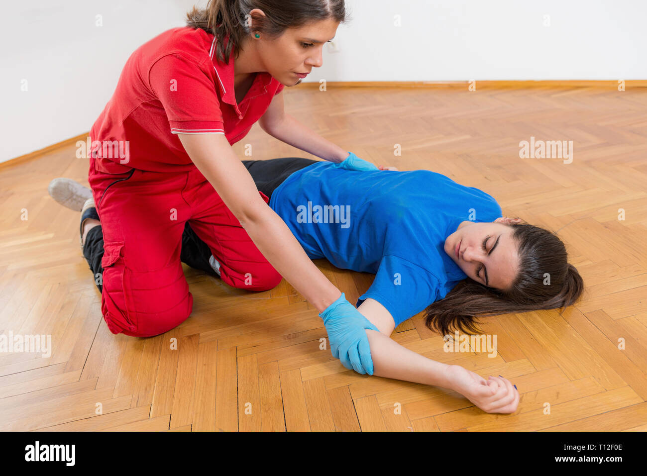 First Aid Training. Food Poisoning. First aid course. Stock Photo