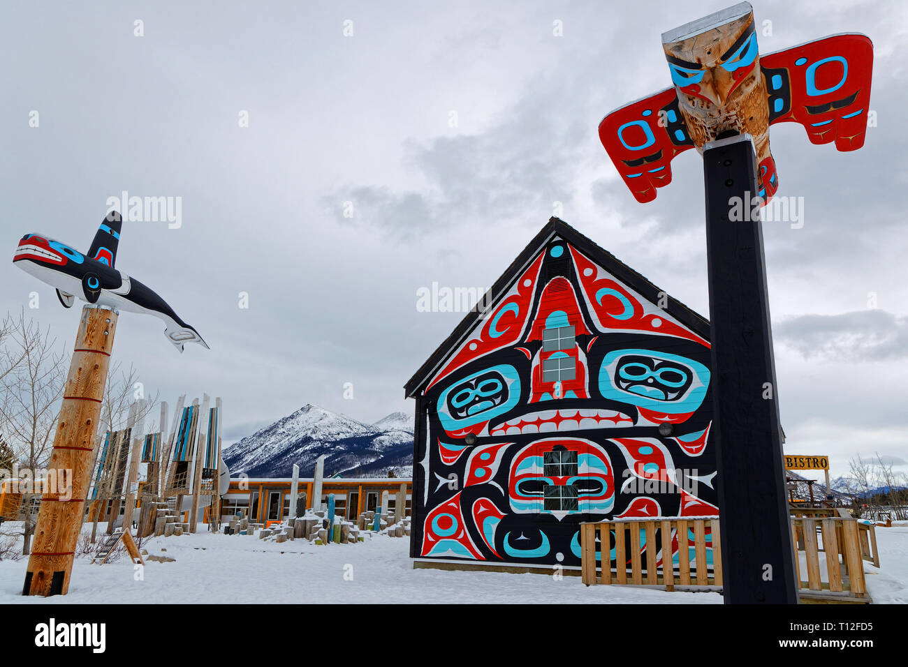 CARCROSS, YUKON, CANADA, March 9, 2019 Art center and stores. Carcross is an unincorporated