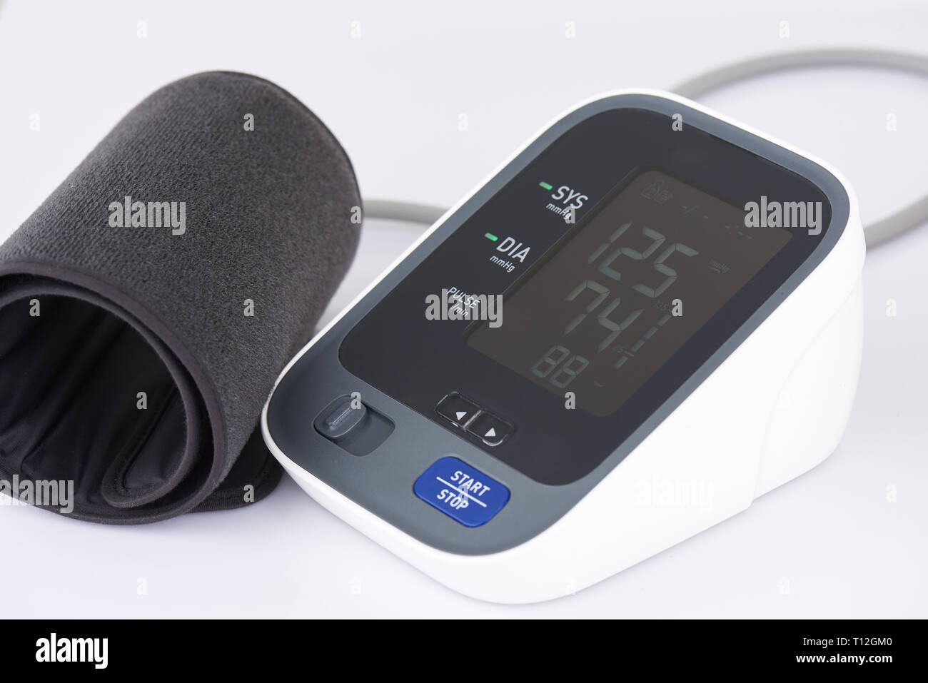 Normal blood pressure show on digital screen device Stock Photo