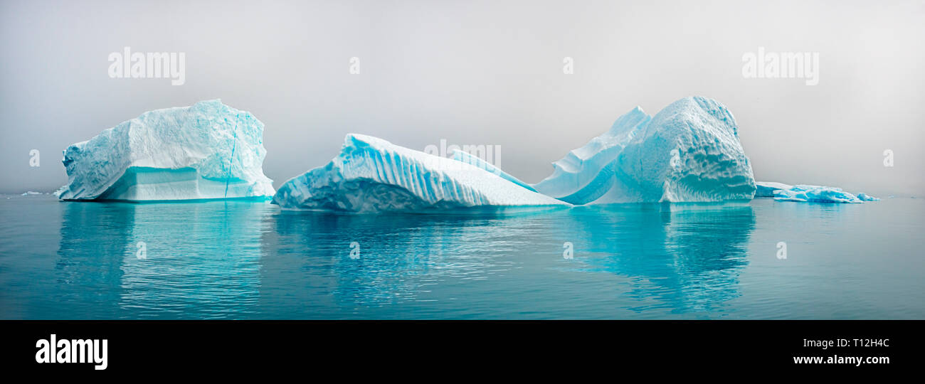 Blue iceberg in the fjord of Narsarsuaq, Greenland Stock Photo