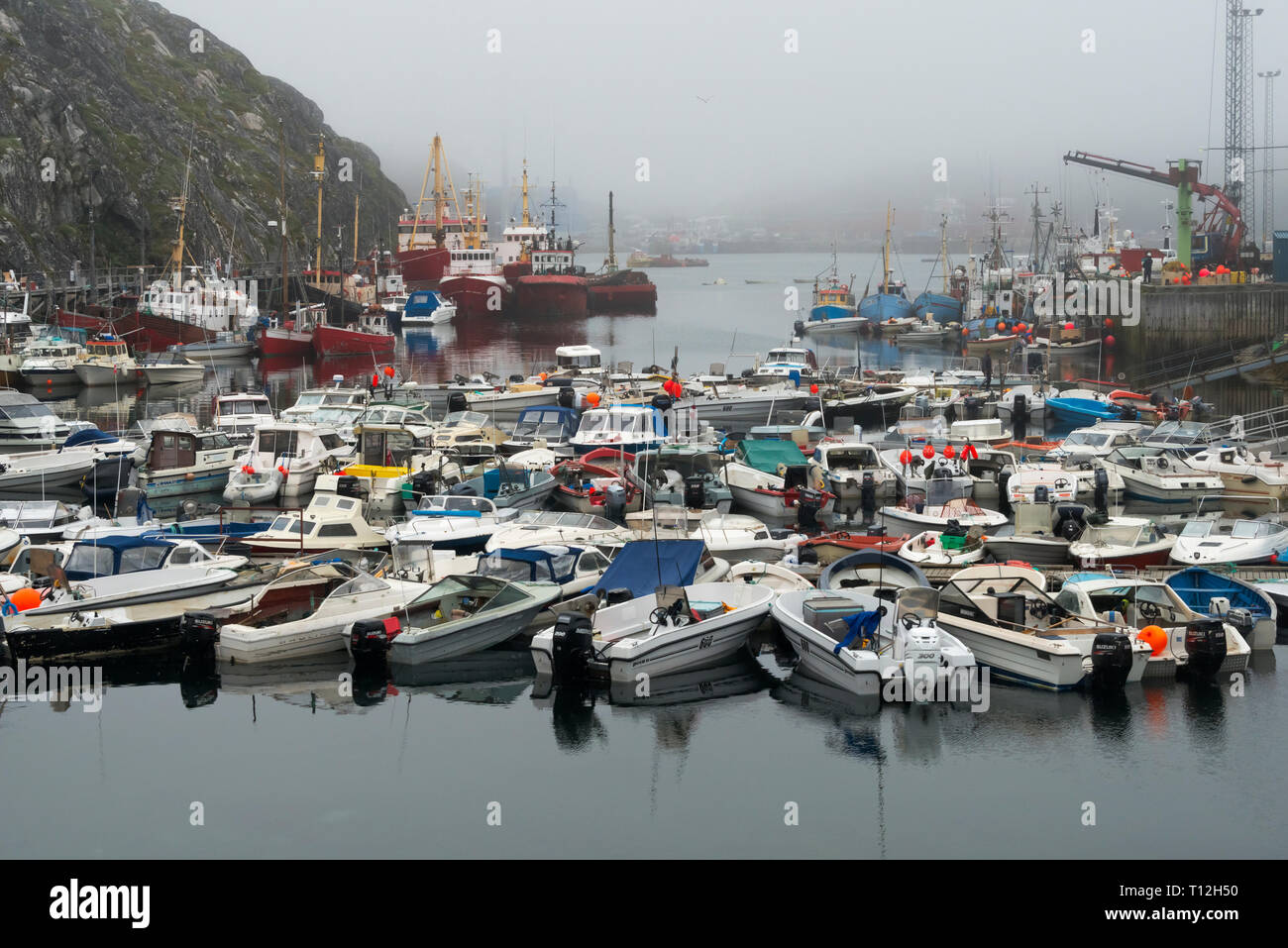 Fishing boats in the colonial harbor, Nuuk, Greenland Stock Photo