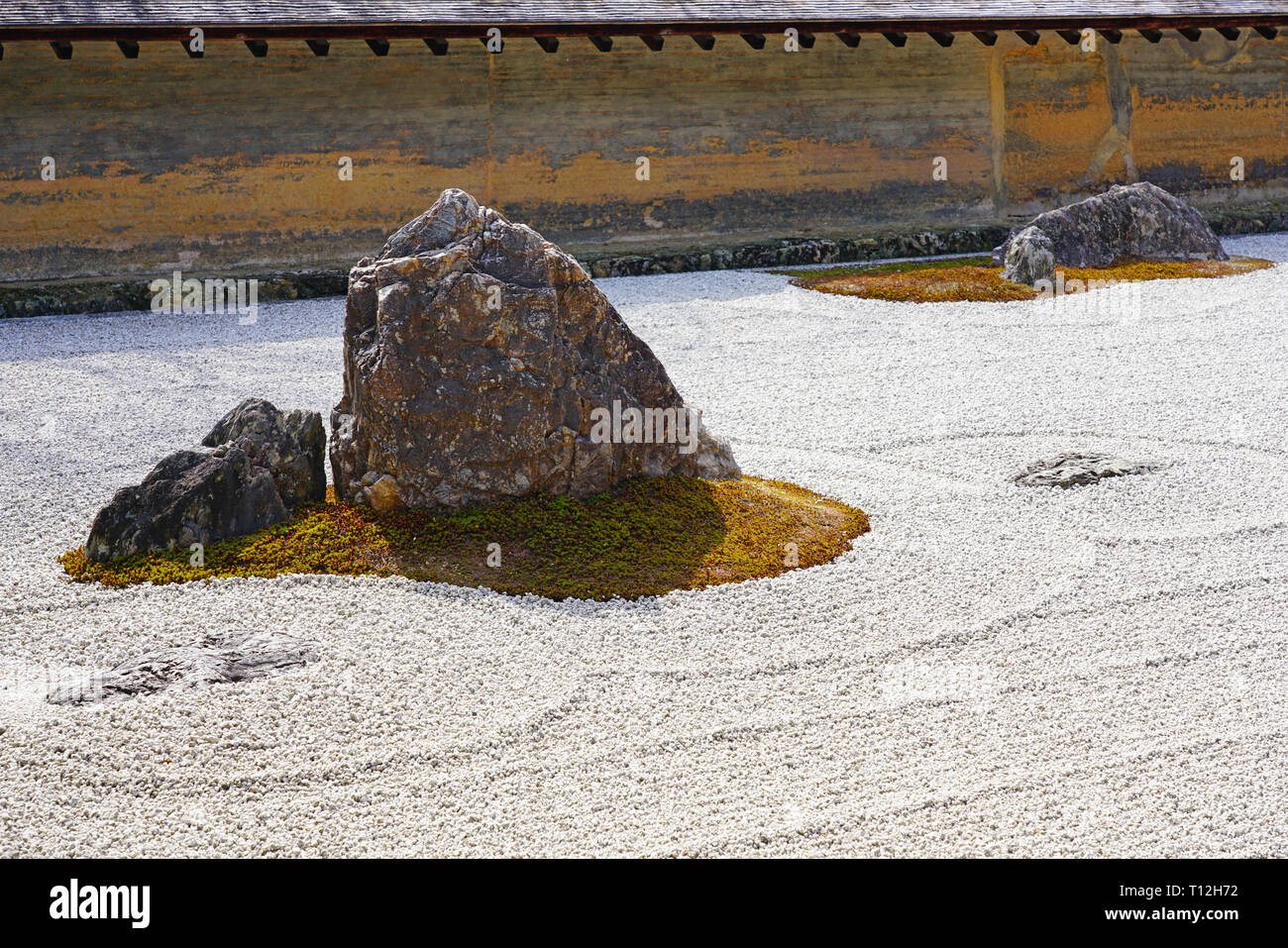 KYOTO, JAPAN -24 FEB 2019- Traditional Japanese raked gravel and rock ...
