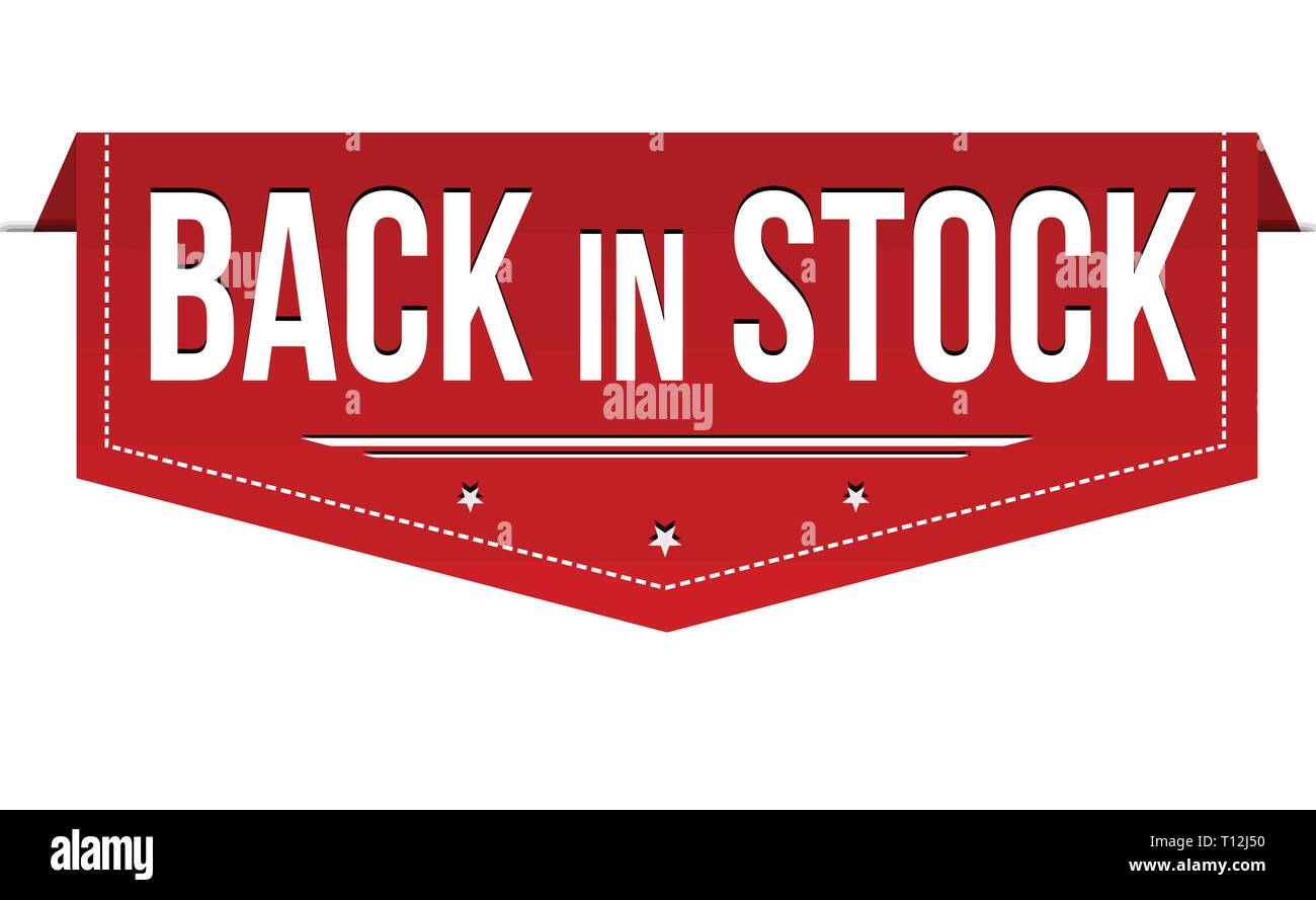 Back in stock banner design on white background, vector illustration Stock Vector