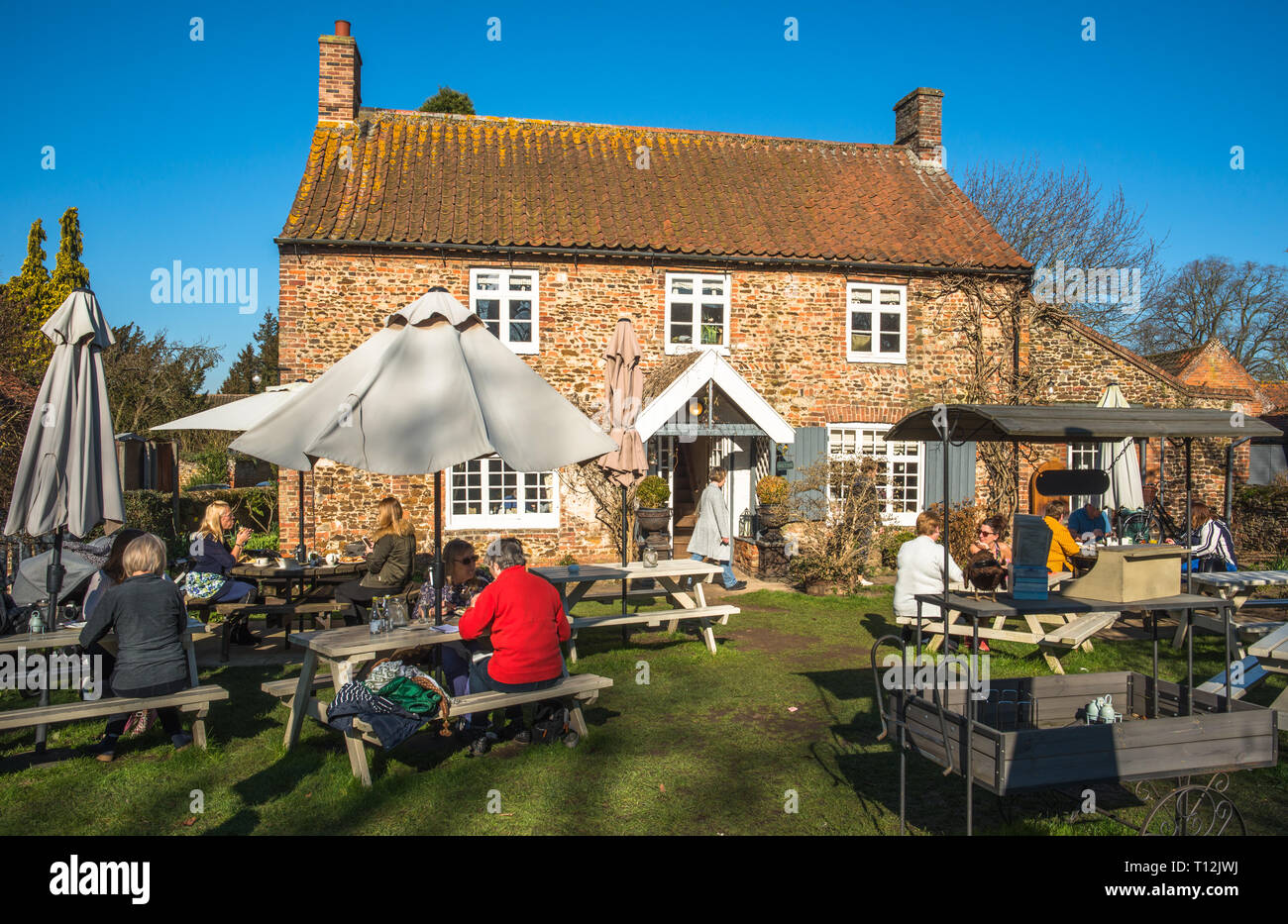 Tearoom and garden at Castle Rising village in Norfolk, East Anglia