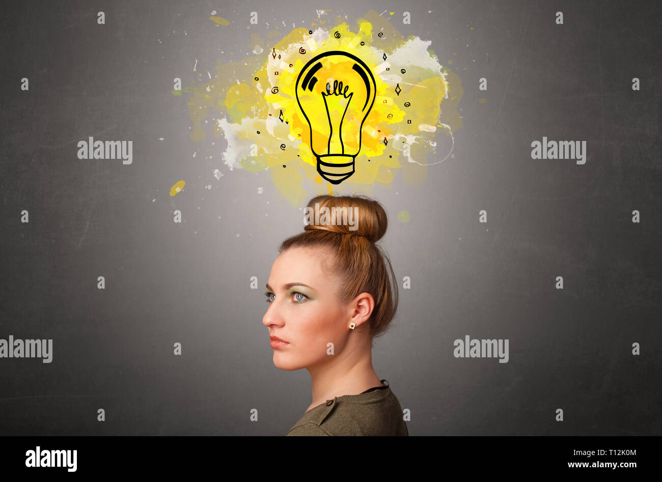 Pretty girl with design thinking concept Stock Photo - Alamy