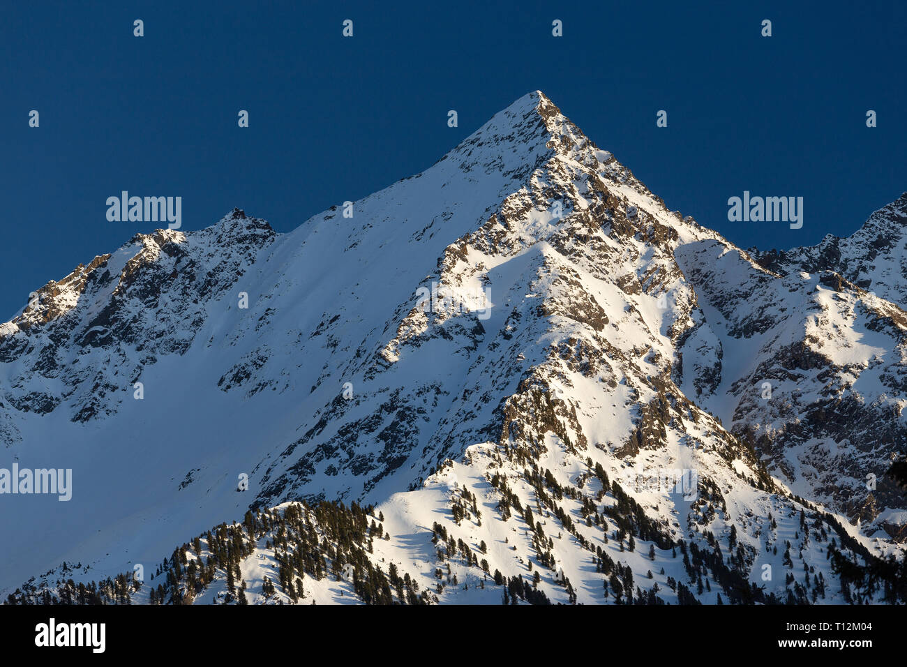 Stubaier Alpen. Winter season. Mountain peak. Austria. Austrian Alps. Stock Photo