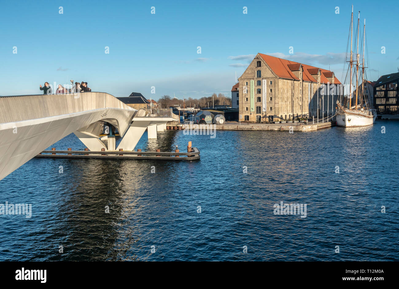 Inderhavnsbroen cycle & pedestrian bridge linking Nyhavn with Christianshavn in Copenhagen Denmark Europe Stock Photo