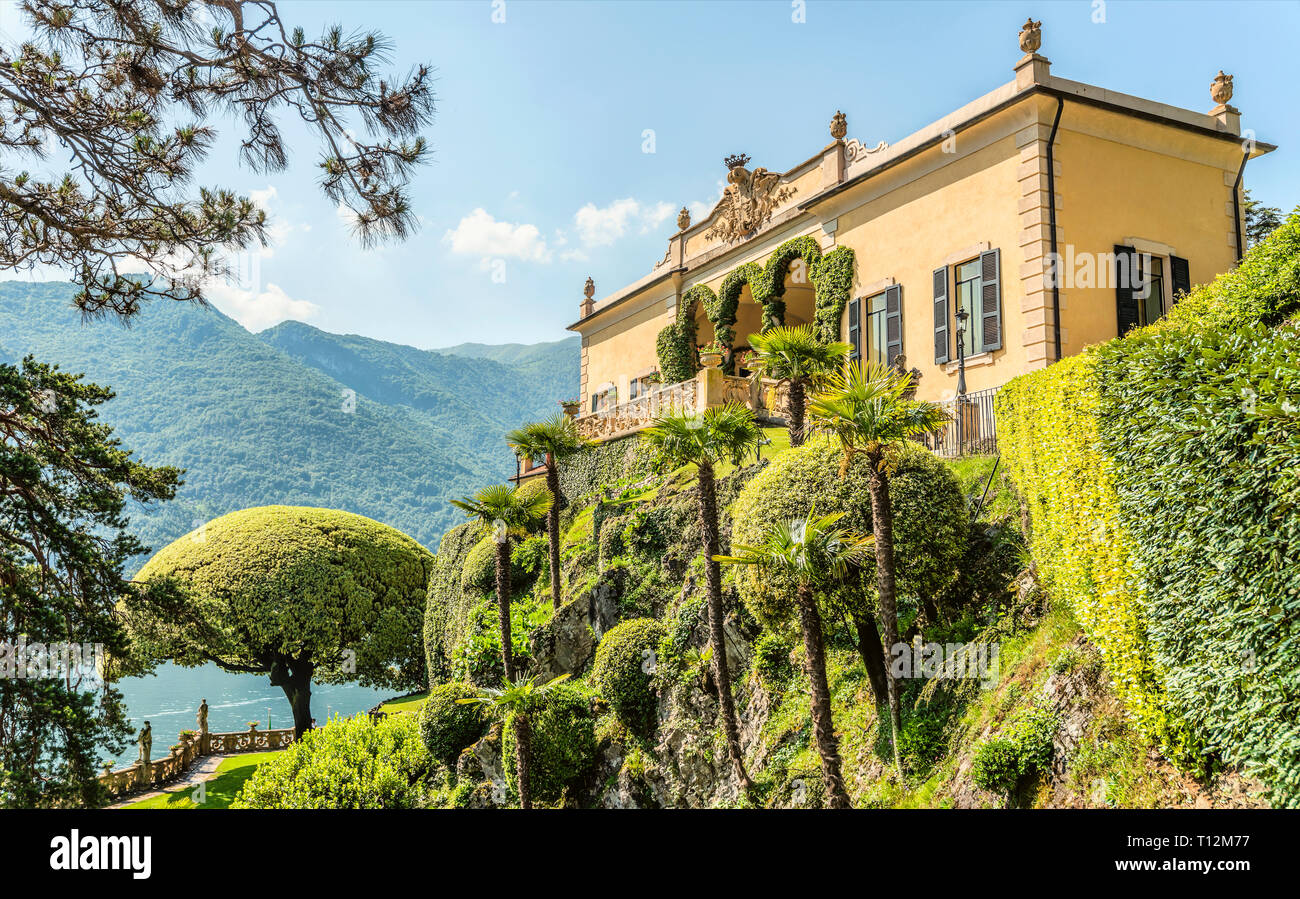 Garden of the Villa Balbianello at Lake Como, Lenno, Lombardy, Italy Stock Photo