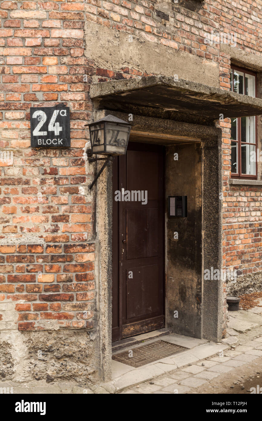 Buildings at Auschwitz Concentration Camp Stock Photo