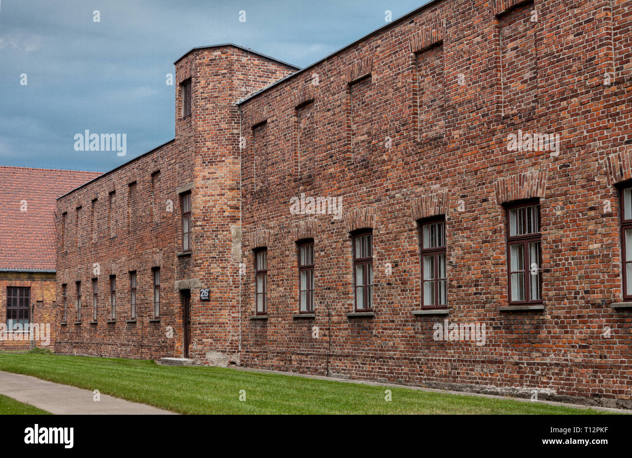 Buildings at Auschwitz Concentration Camp Stock Photo