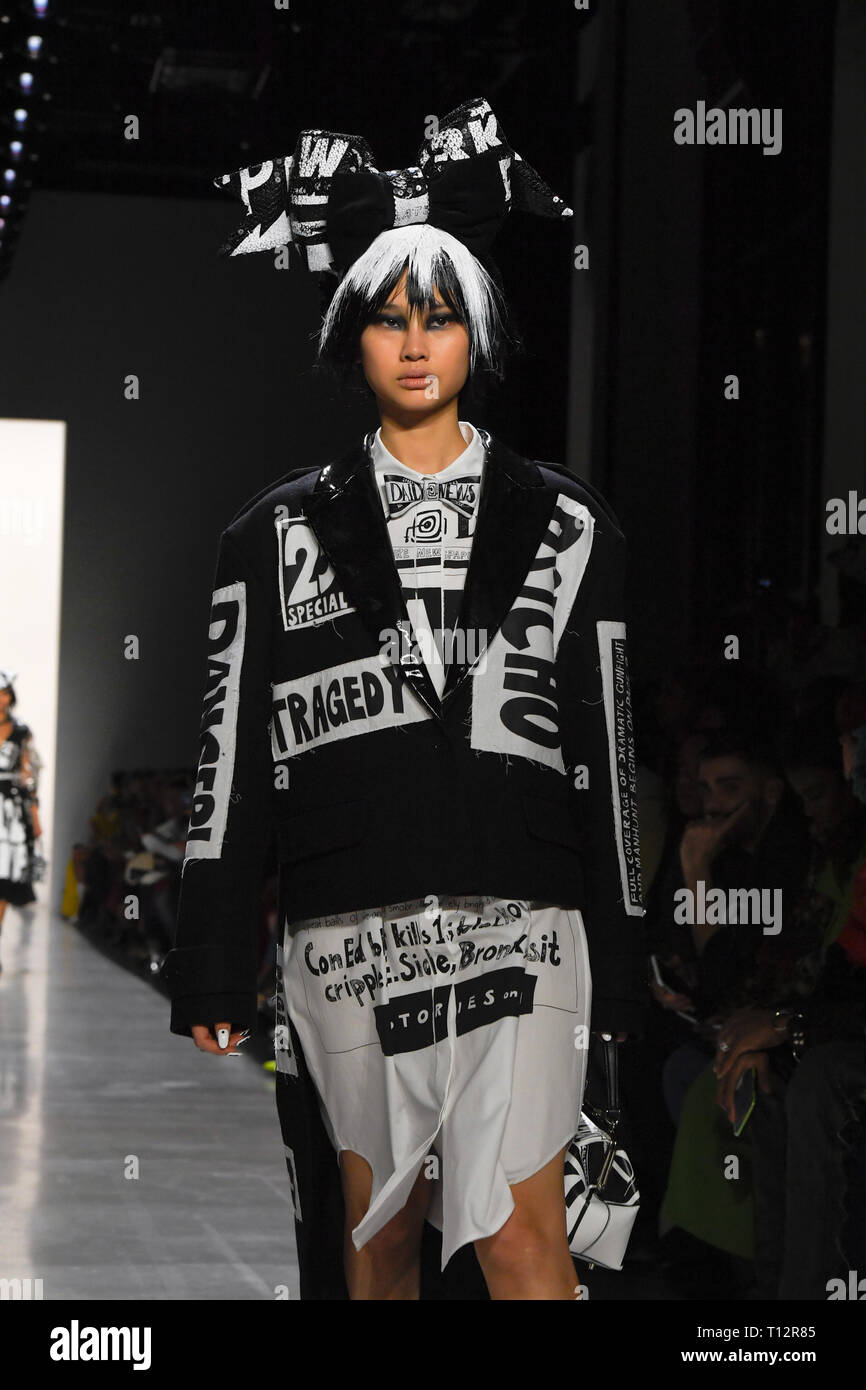 NEW YORK, NY - FEBRUARY 08: Hoyeon Jung walks the runway for Jeremy