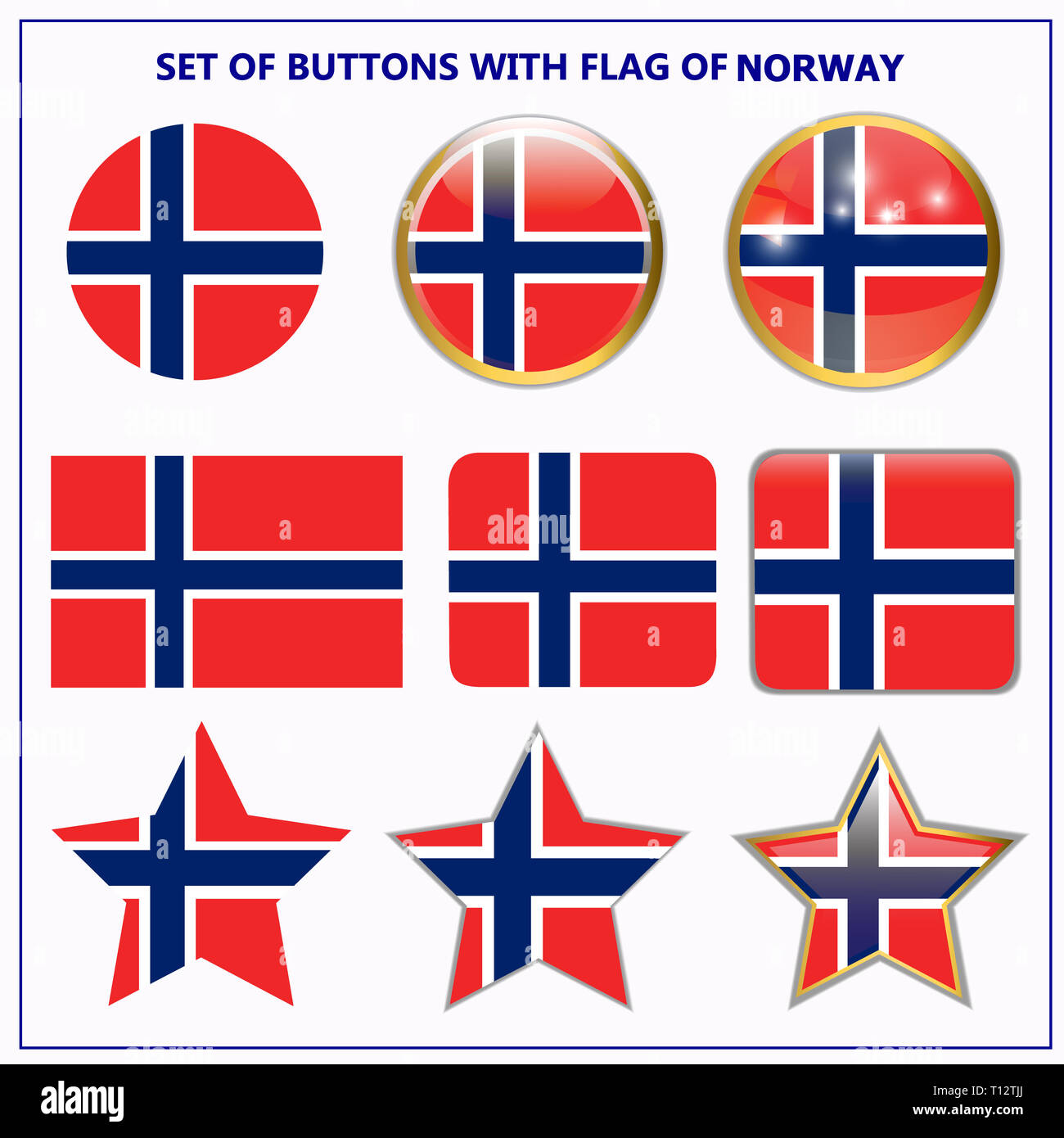 Set Of Banners With Flag Of Norway Colorful Illustration With