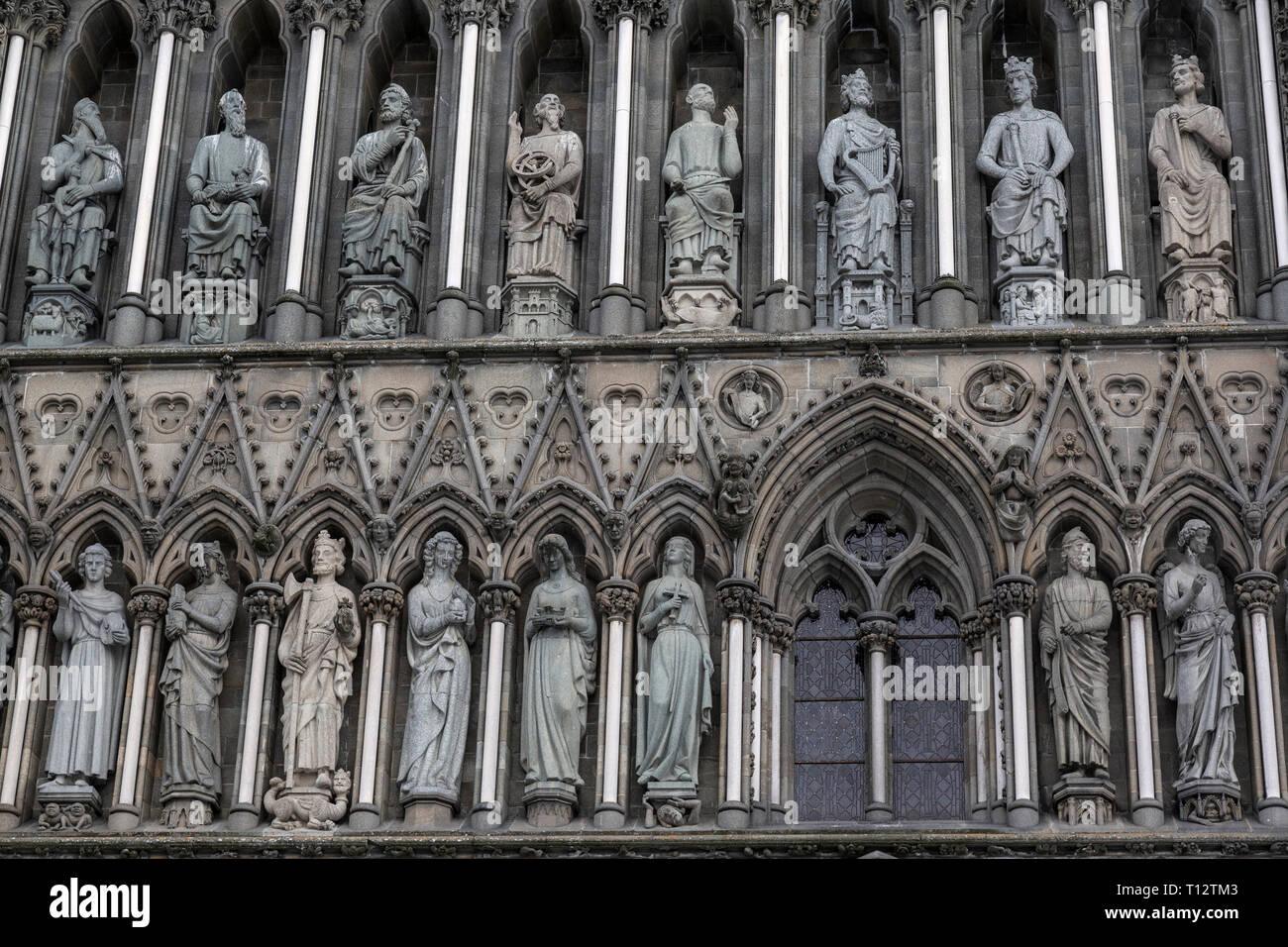 Detail from Nidaros Cathedral in the town of Trondheim in Norway. Stock Photo