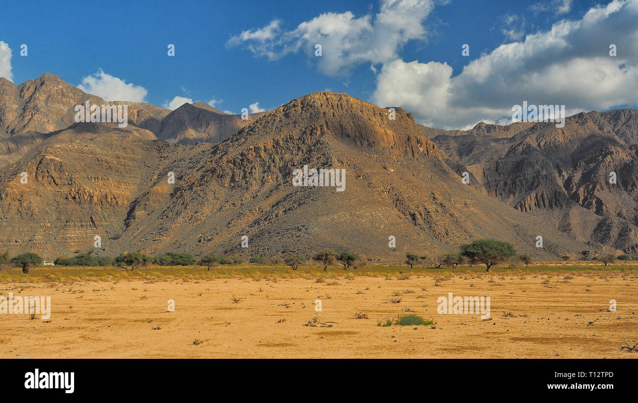 Fantastic mountain landscape. Ru'us al Jibal. al Hajar Mountains. Musandam. Oman Stock Photo