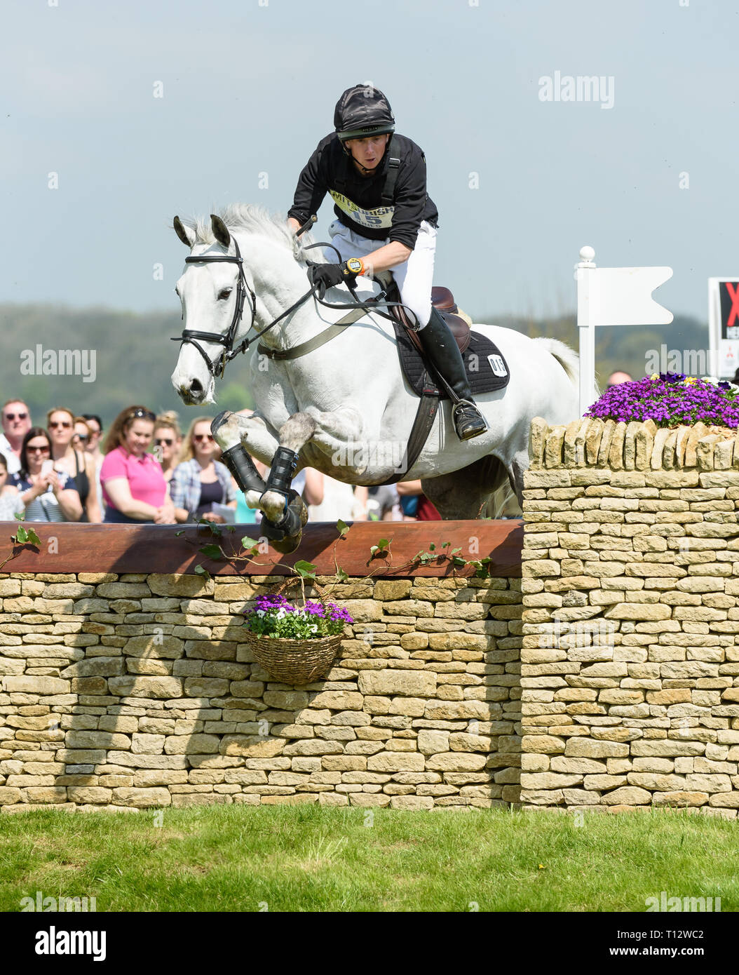 Richard Jones and ALFIES CLOVER during the cross country phase, Mitsubishi Motors Badminton Horse Trials, Gloucestershire, 2018 Stock Photo