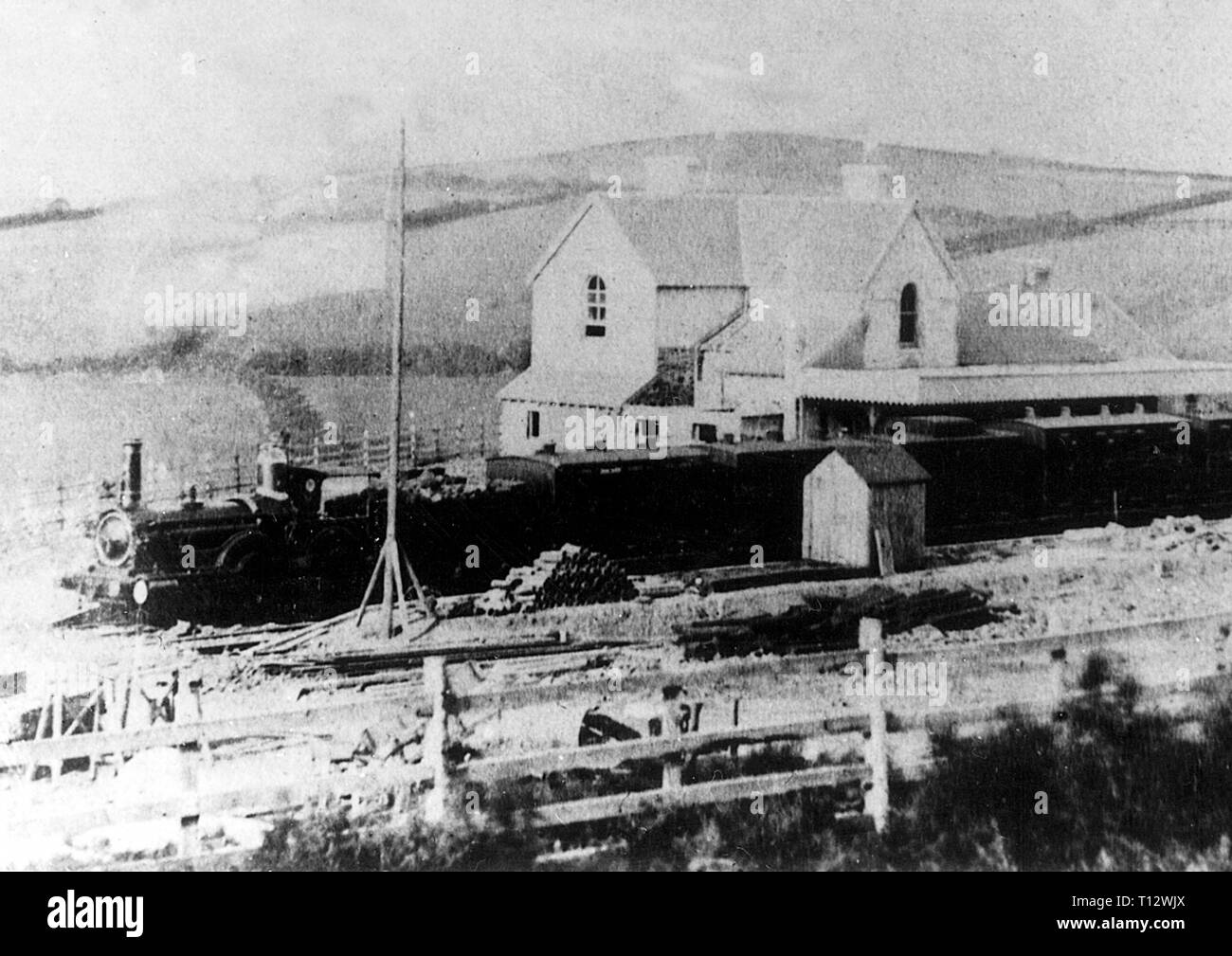 The first train to Okehampton Railway Station Stock Photo Alamy