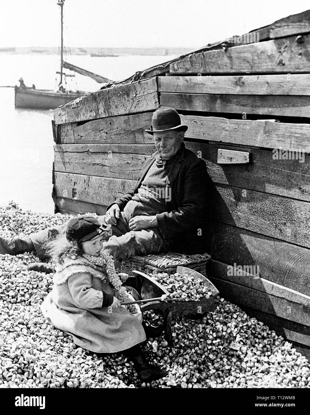 Grandad and grandaughter, Leigh on Sea Stock Photo