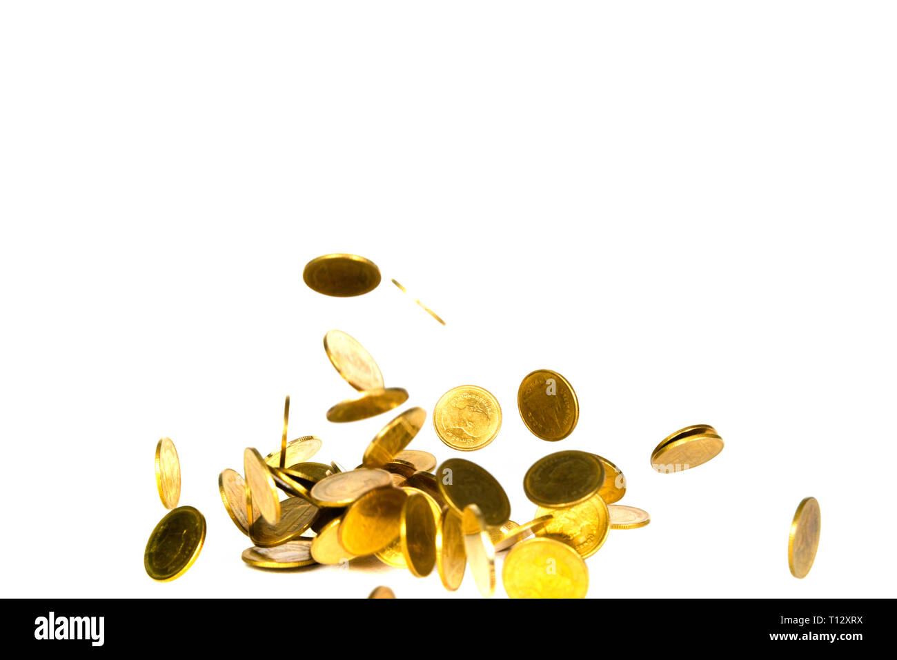 Movement of falling gold coin, flying coin, rain money isolated on ...