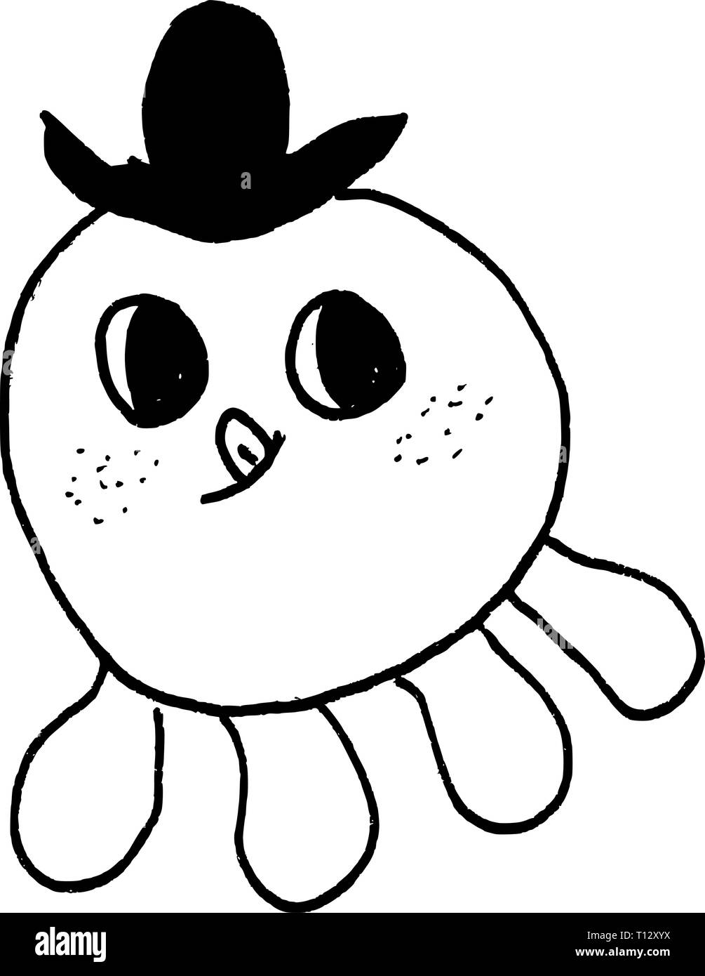cute octopus with hat tropical sea animal vector illustration Stock Vector