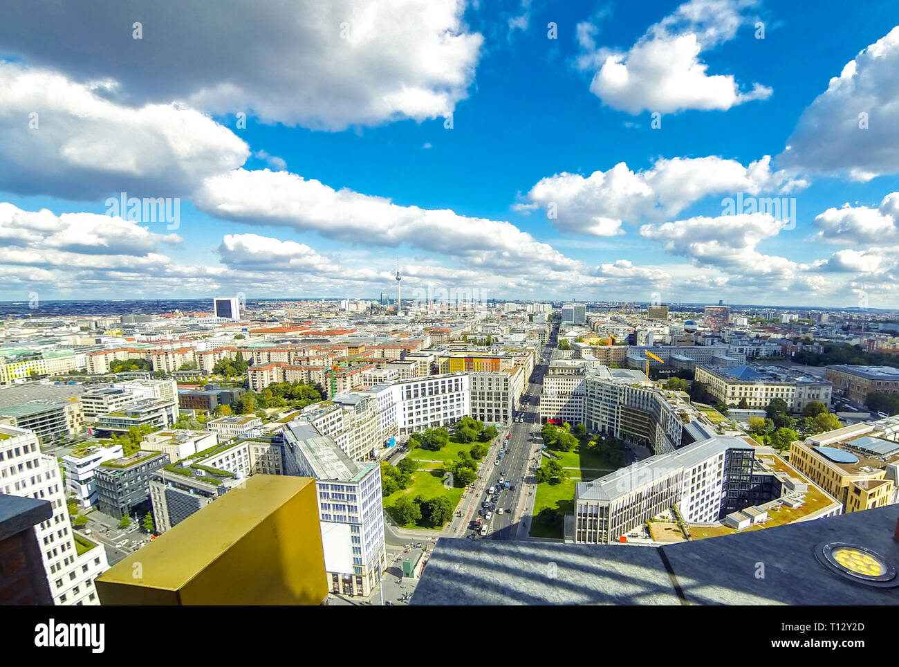 Panoramic aerial view of Berlin city, Germany. Skyline view of Berlin