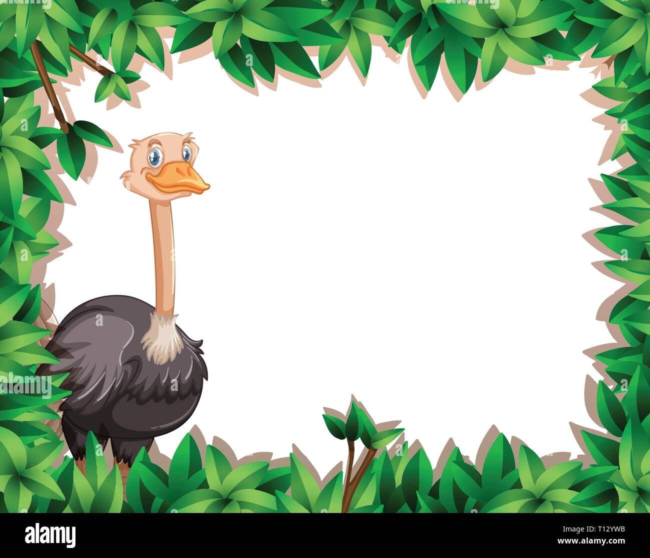 An ostrich on nature frame illustration Stock Vector