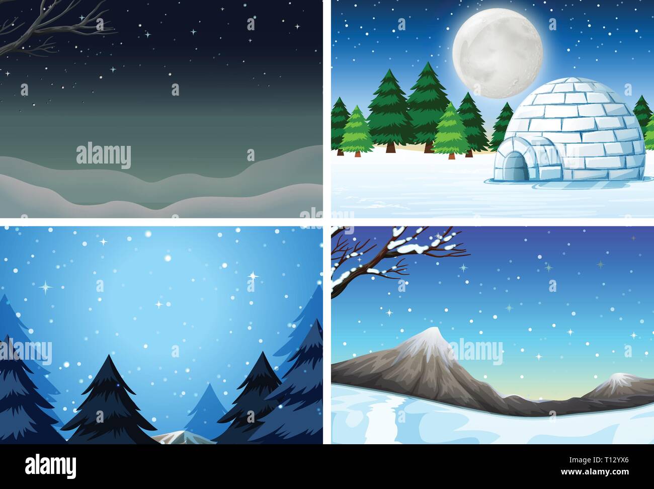 Set of winter scene illustration Stock Vector Image & Art - Alamy