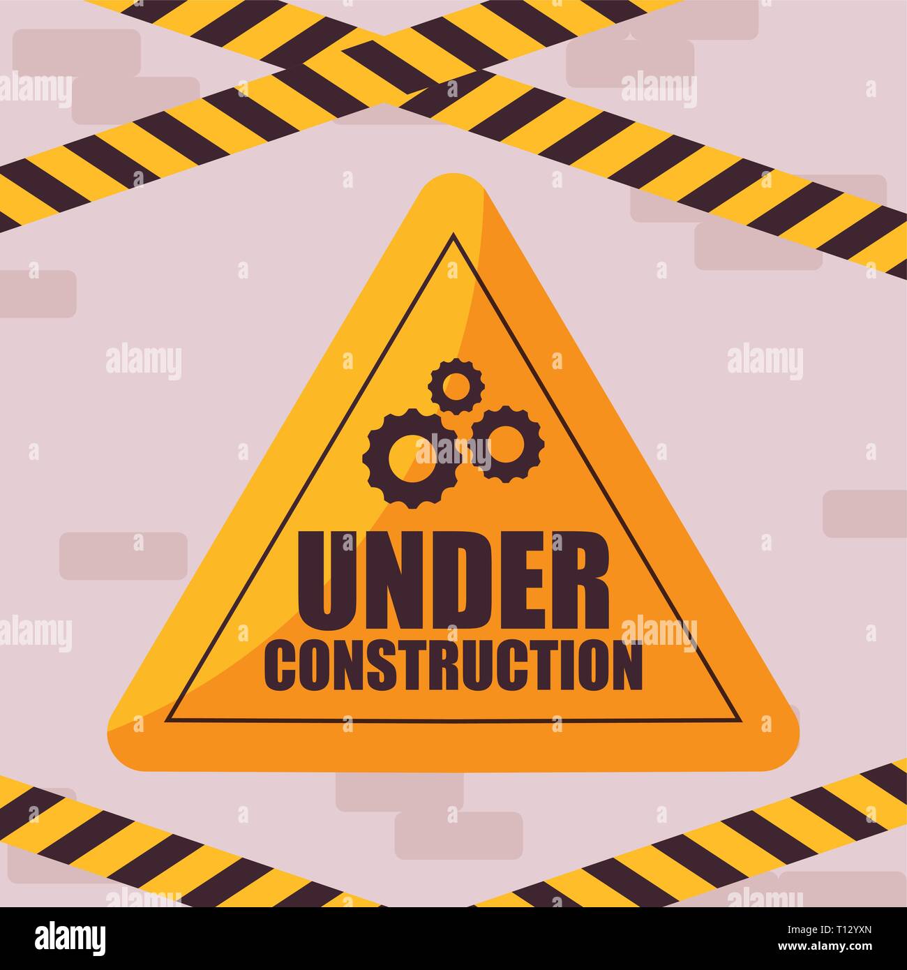 under construction label with caution tape vector illustration design