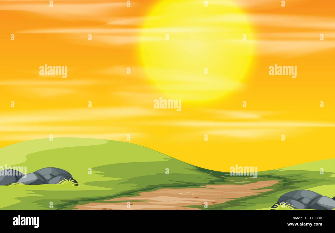 A nature sunset scene illustration Stock Vector Image & Art - Alamy