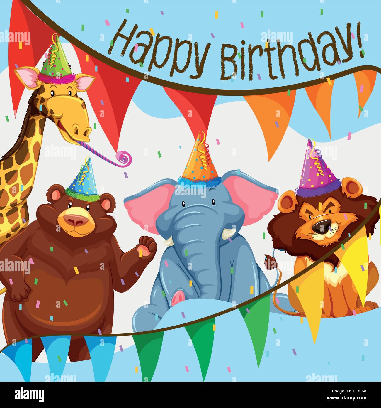 Wild animal birthday party illustration Stock Vector Image &amp; Art - Alamy