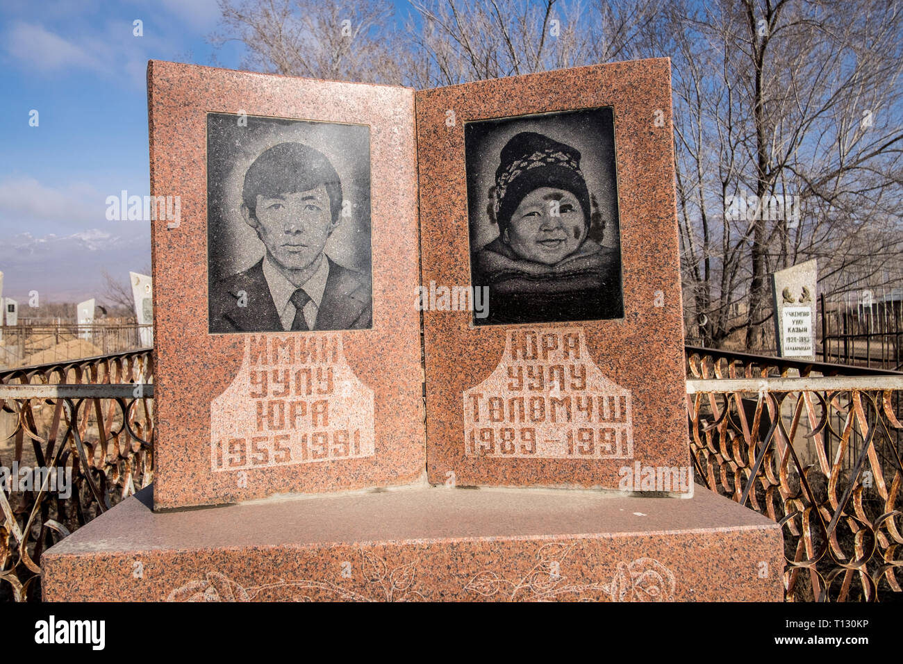 Muslim, Islamic cemetery filled with a wide variety of grave designs at lake Issyk Kul in
