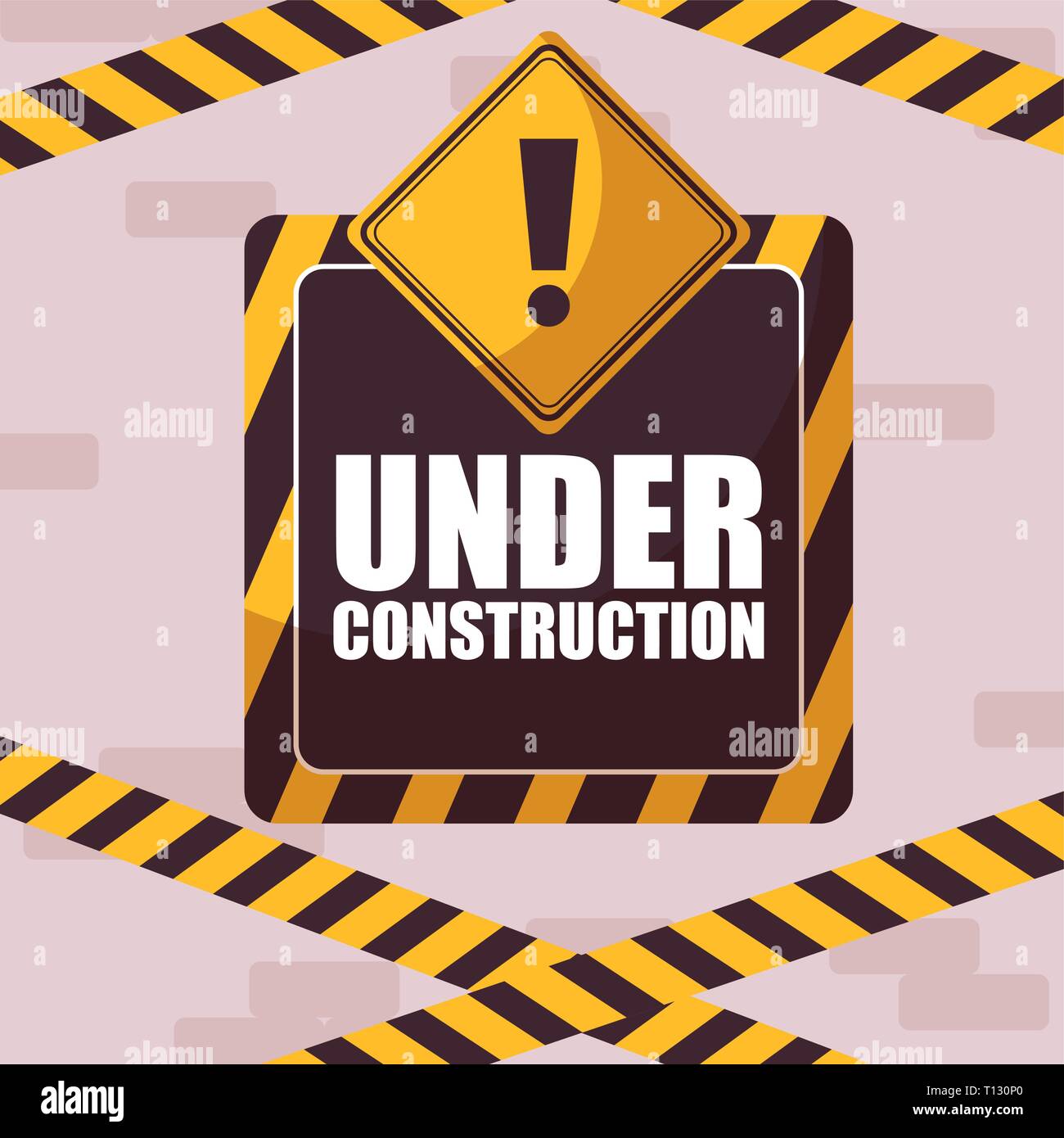 under construction label with caution tape vector illustration design ...