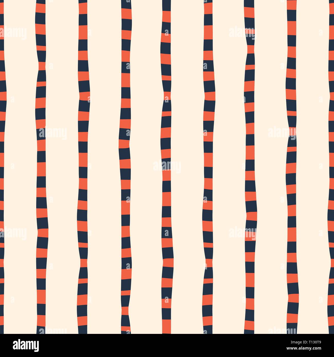 Vertical irregular hand drawn stripes red blue white seamless vector ...