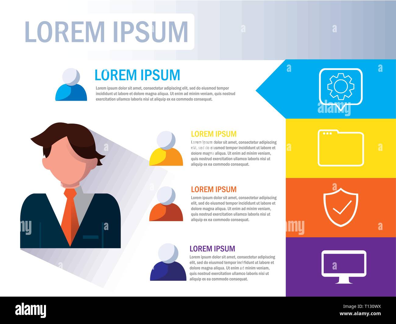 businesman with infographic and business icons vector illustration ...