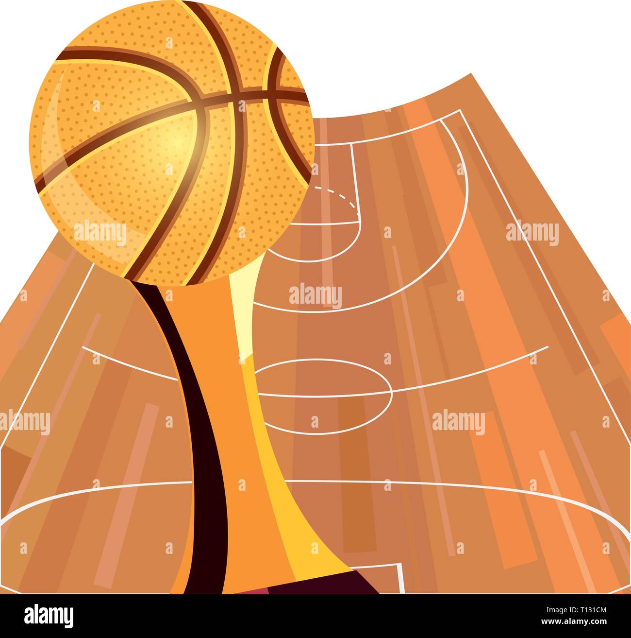 trophy ball basketball sport court floor vector illustration Stock ...