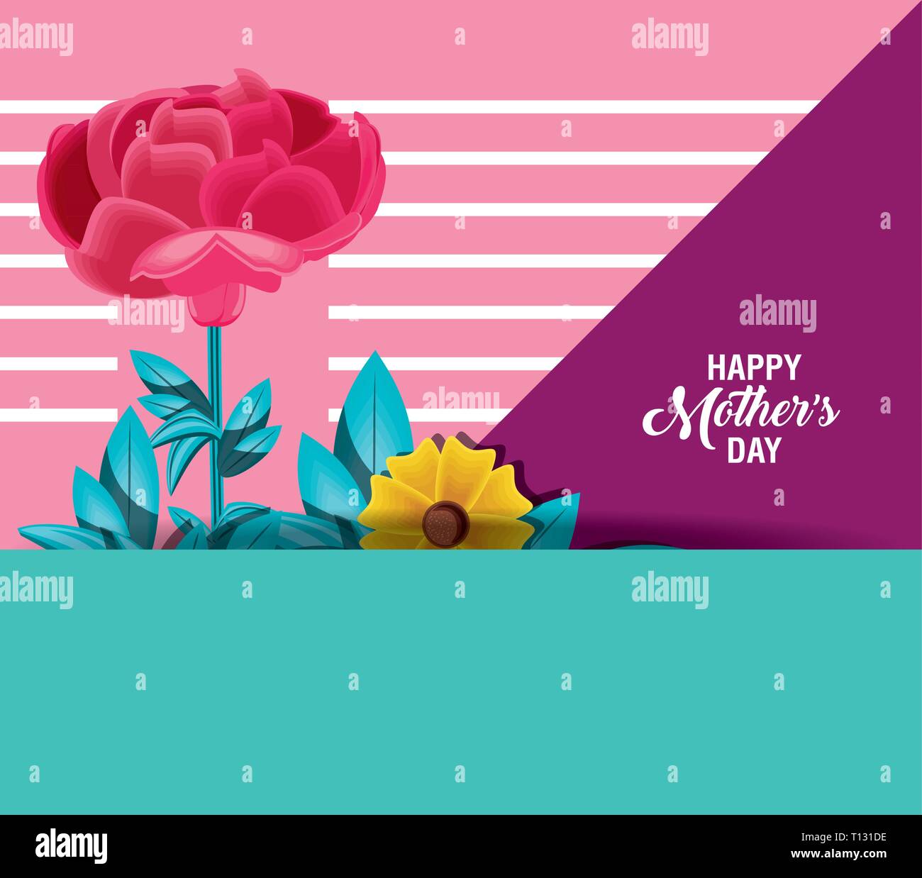 happy mother day card with flowers vector illustration design Stock ...