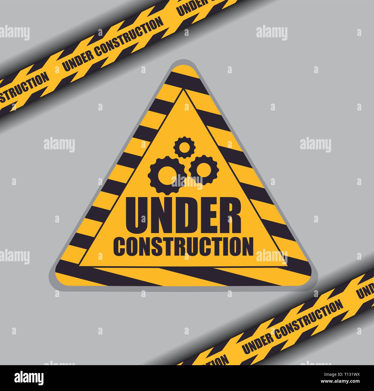 under construction label with traffic signals vector illustration ...