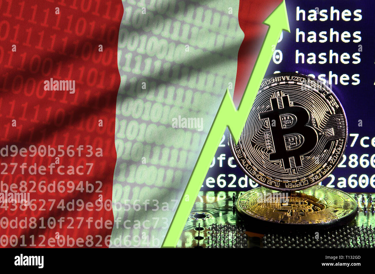 Peru bitcoin flag, national flag cryptocurrency concept black background  Stock Photo - Alamy