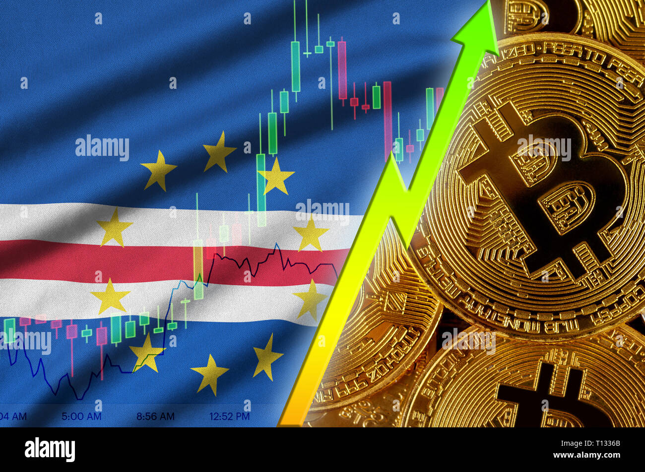 Cape Verde bitcoin flag, national flag cryptocurrency concept black  background Stock Photo - Alamy