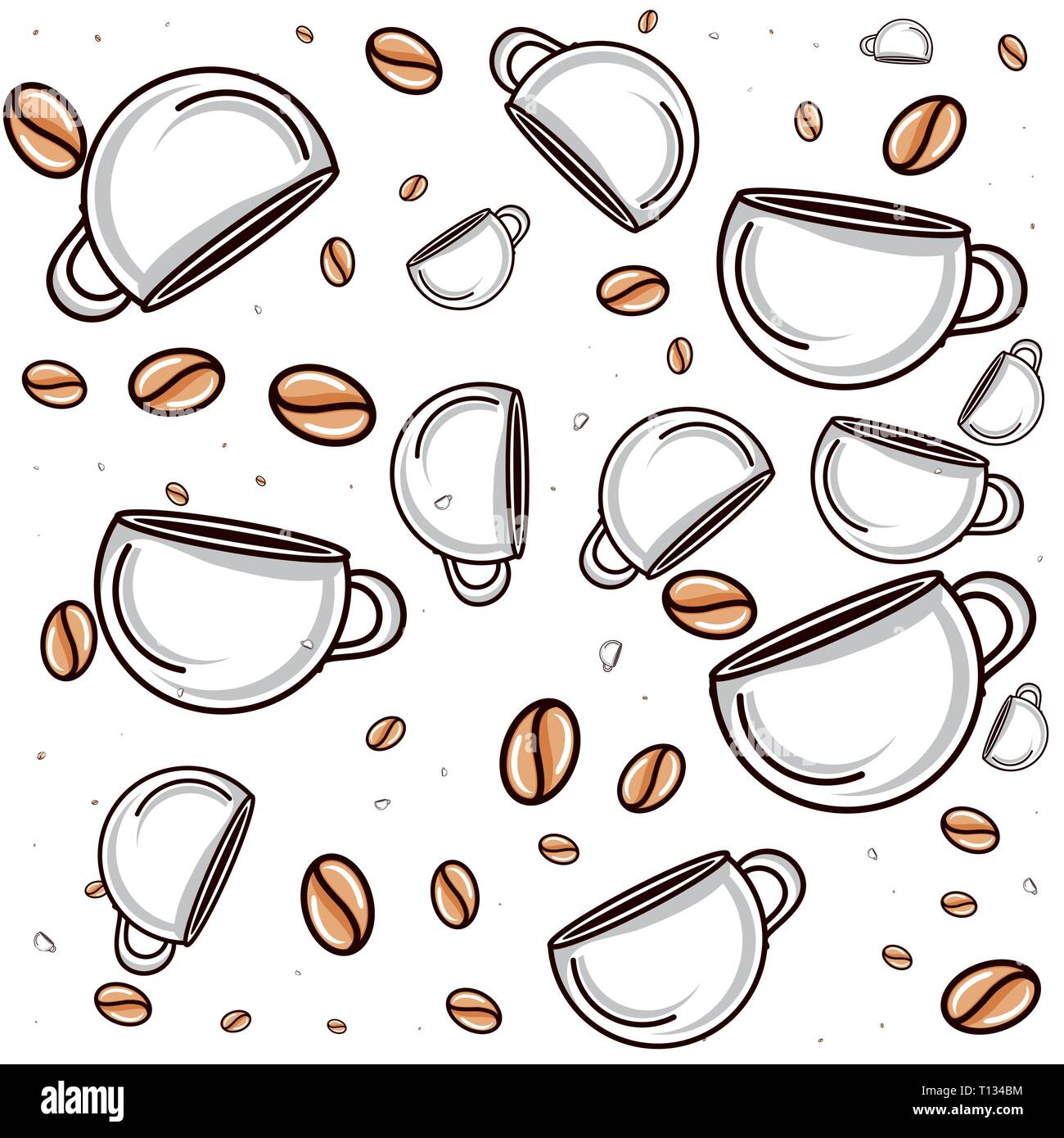 pattern of coffee cups with grains vector illustration design Stock ...