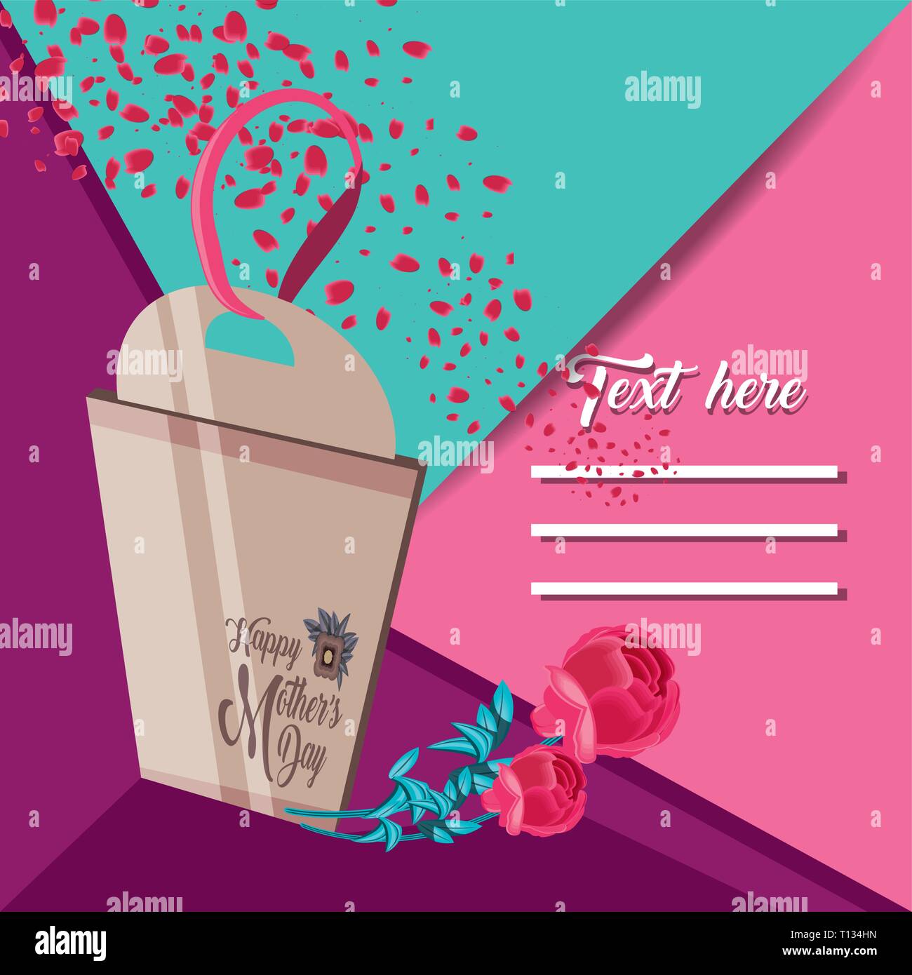 happy mother day card with tag and flowers vector illustration design ...