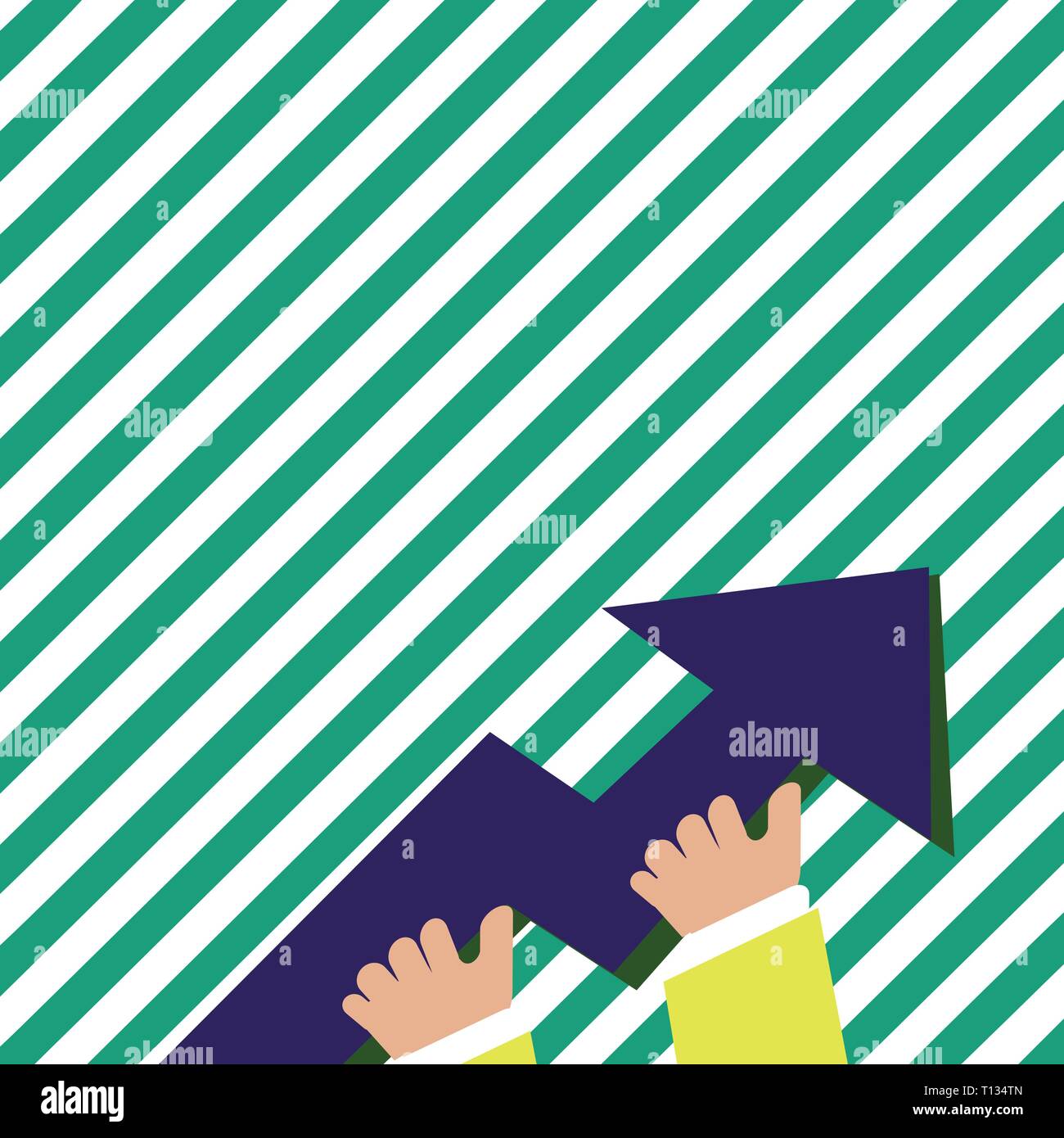 Illustration of Hand Holding Colorful Huge 3D Arrow Pointing and Going ...
