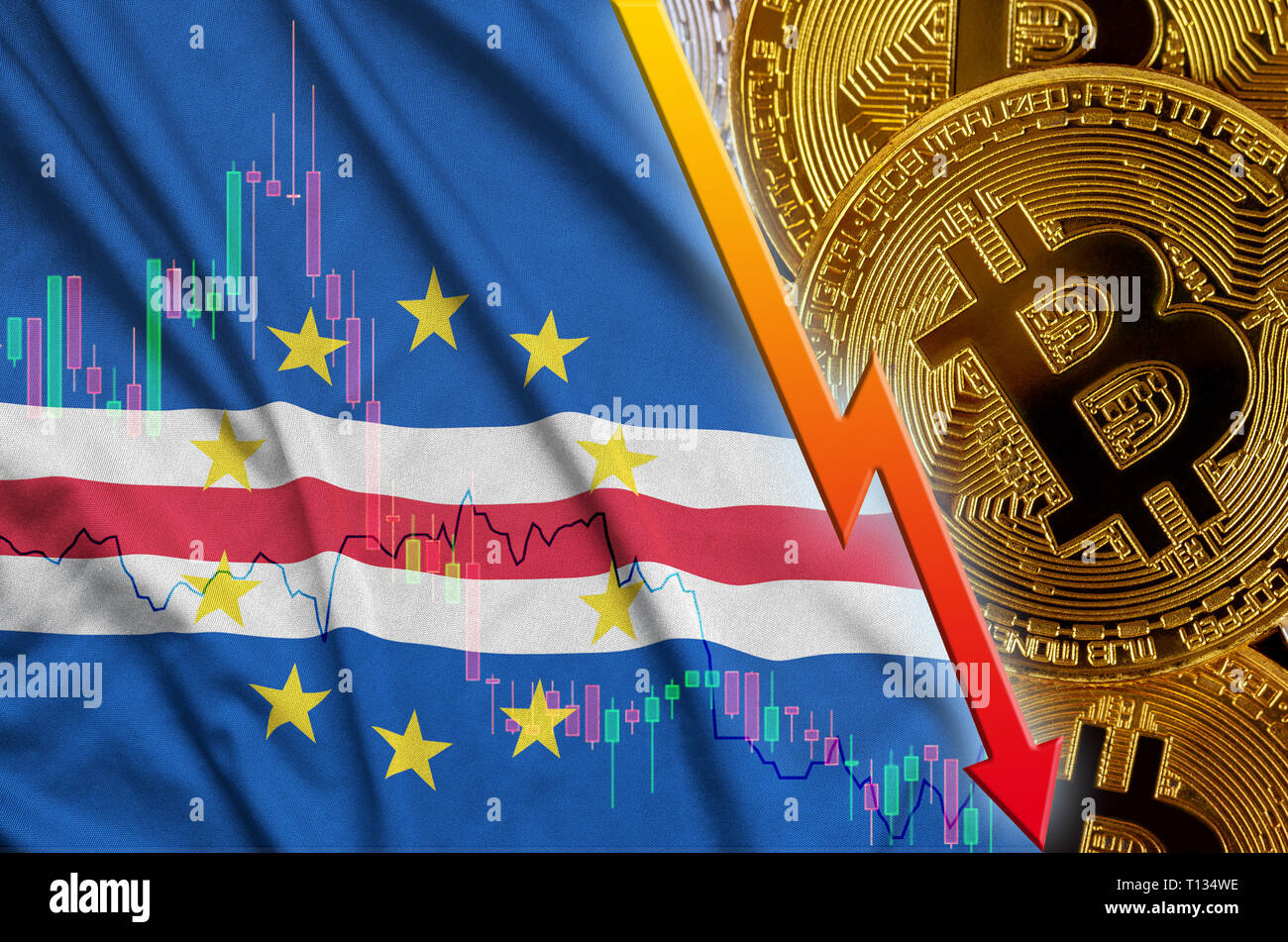 Cape Verde bitcoin flag, national flag cryptocurrency concept black  background Stock Photo - Alamy