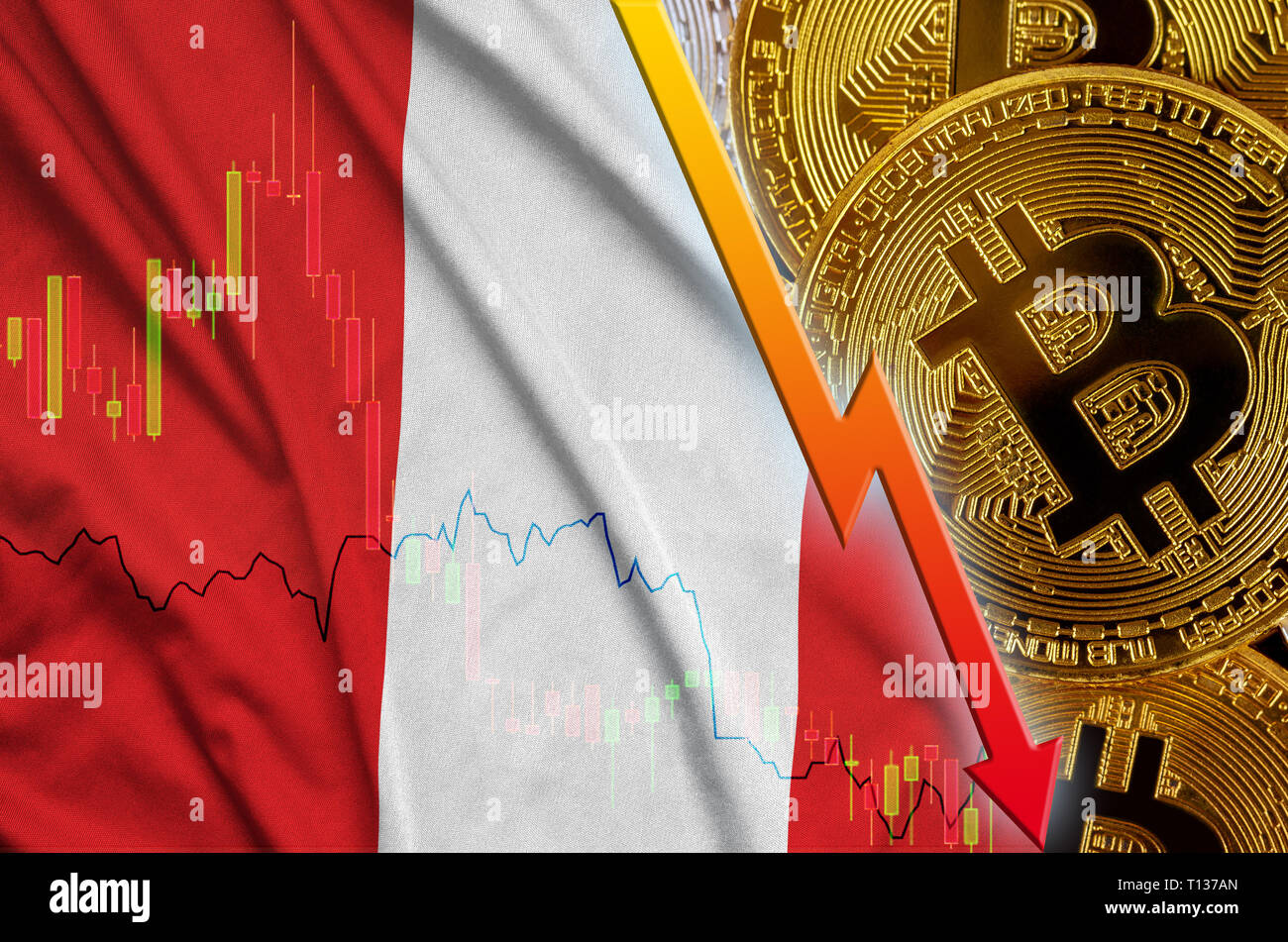 Peru bitcoin flag, national flag cryptocurrency concept black background  Stock Photo - Alamy