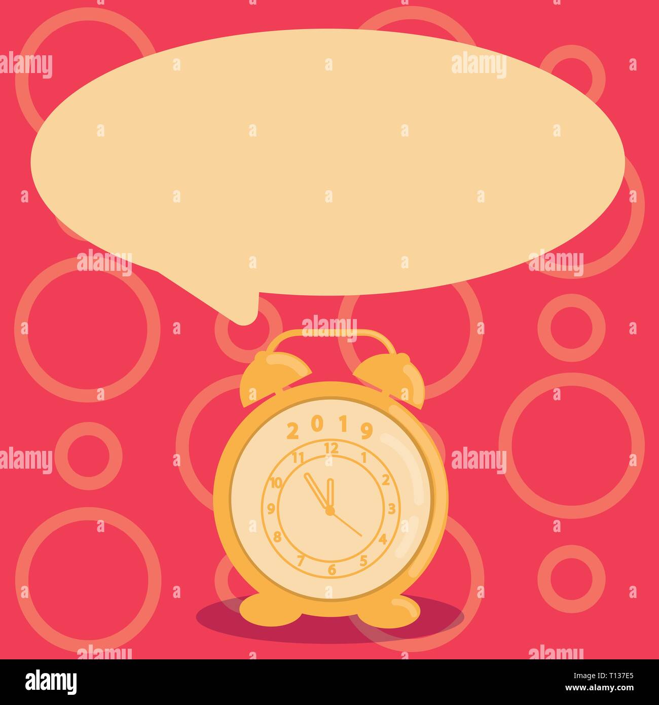 Round Blank Speech Balloon in Pastel Shade and Colorful Analog Alarm Clock Business concept Empty template copy space isolated Posters coupons promoti Stock Vector