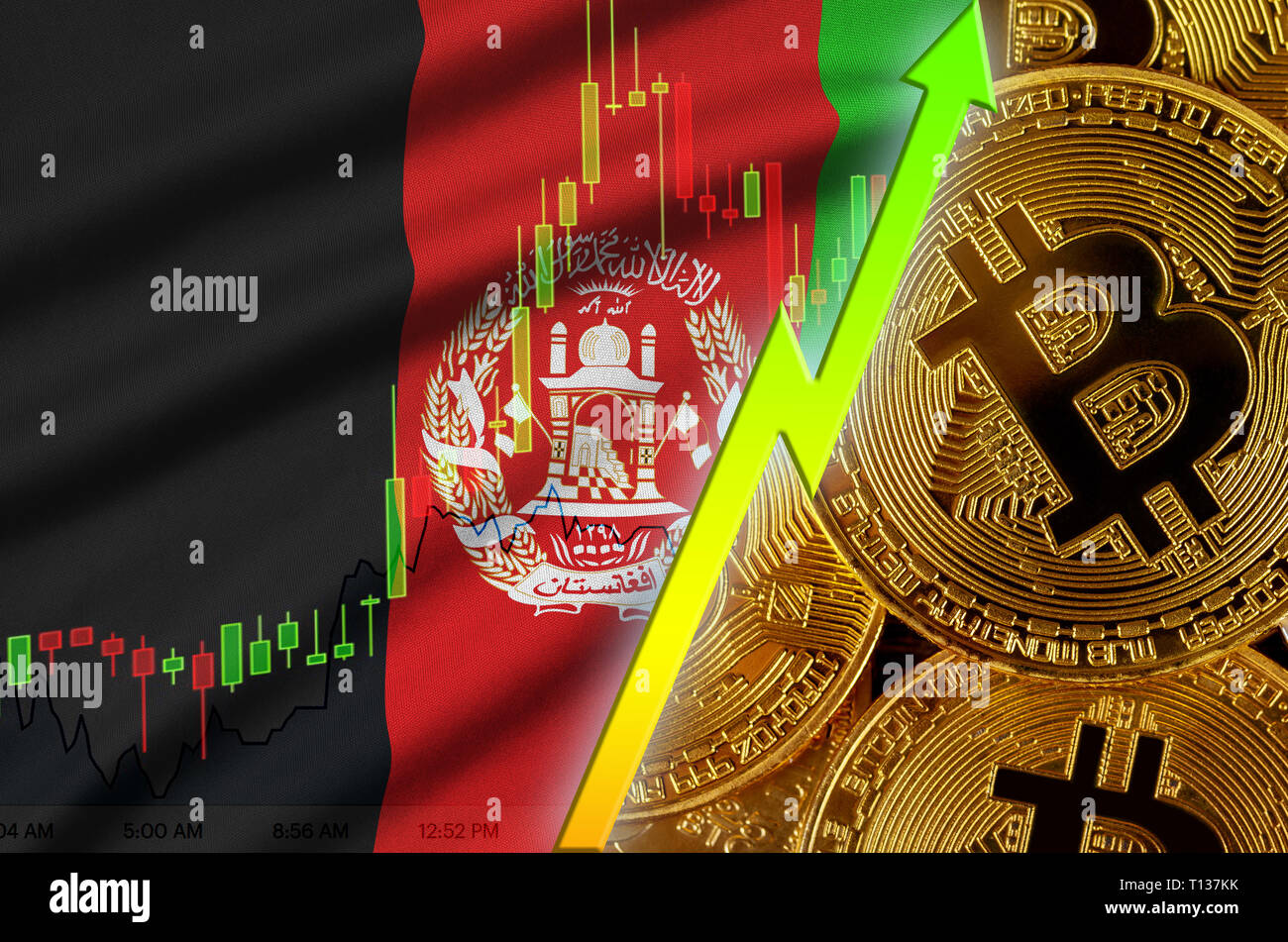 Afghanistan bitcoin flag, national flag cryptocurrency concept background  Stock Photo - Alamy