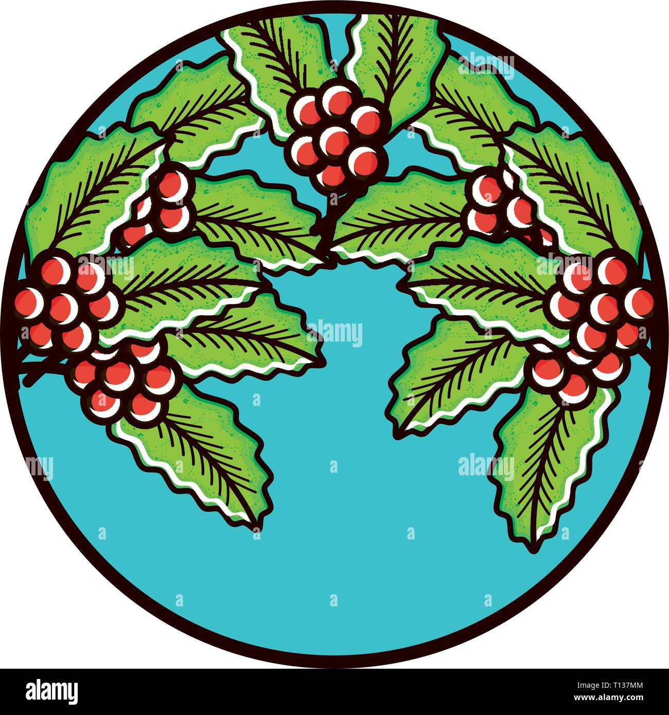 plants of grains coffee in frame circular vector illustration design ...