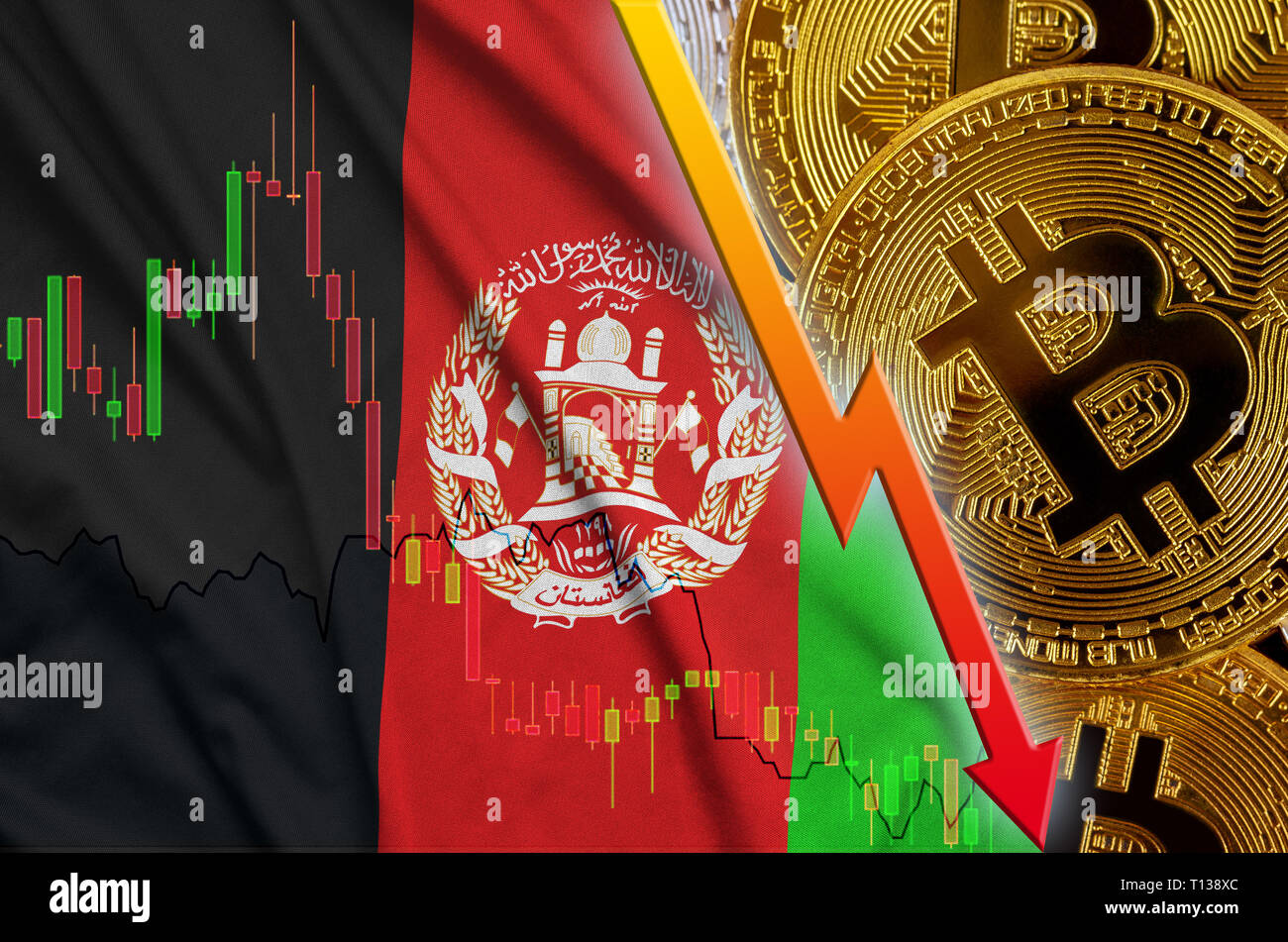 Afghanistan bitcoin flag, national flag cryptocurrency concept background  Stock Photo - Alamy