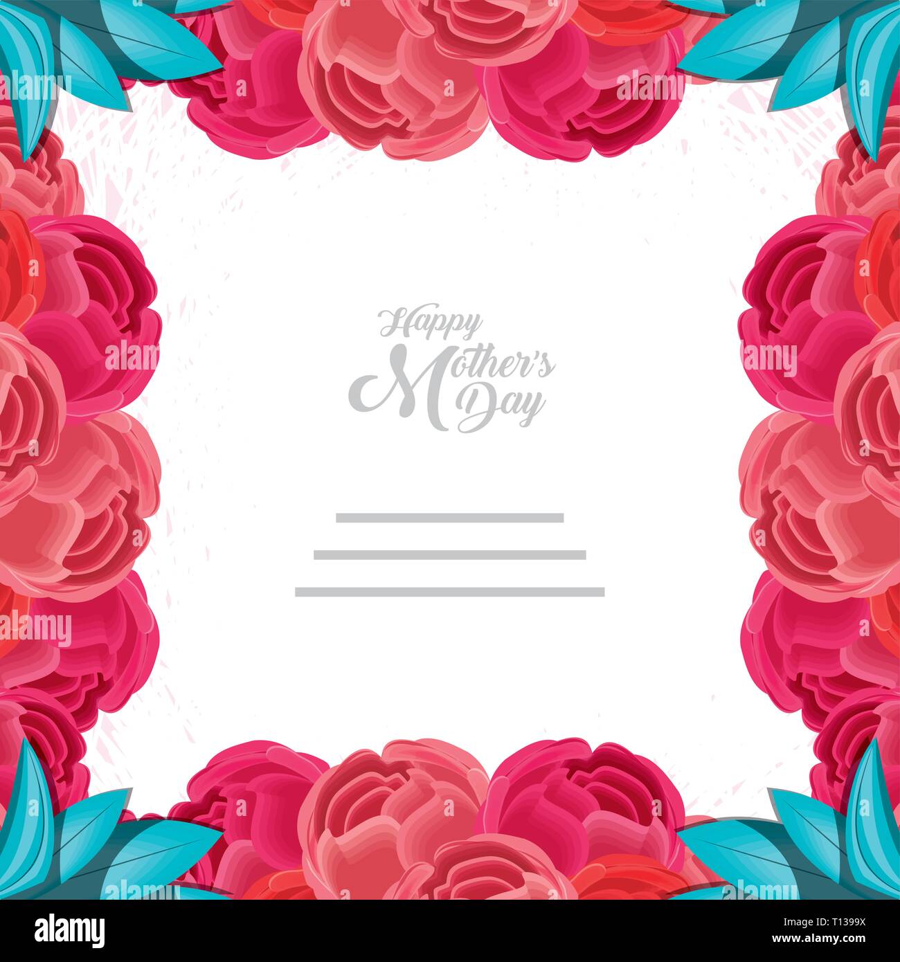 happy mother day card with frame of flowers vector illustration design ...