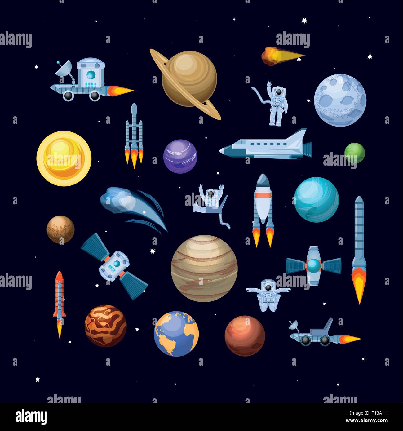 universe and space set icons vector illustration design Stock Vector ...